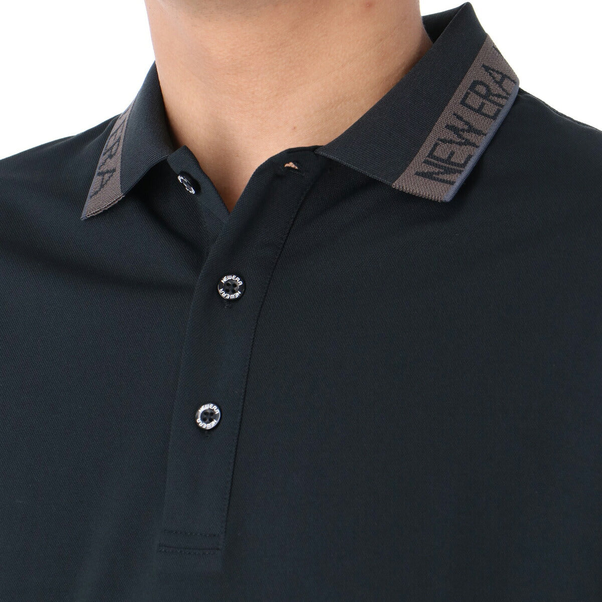 ニューエラ ポロシャツ メンズ 半袖 鹿の子 Collar Logo ブラック ホワイト ネイビー 14859945T