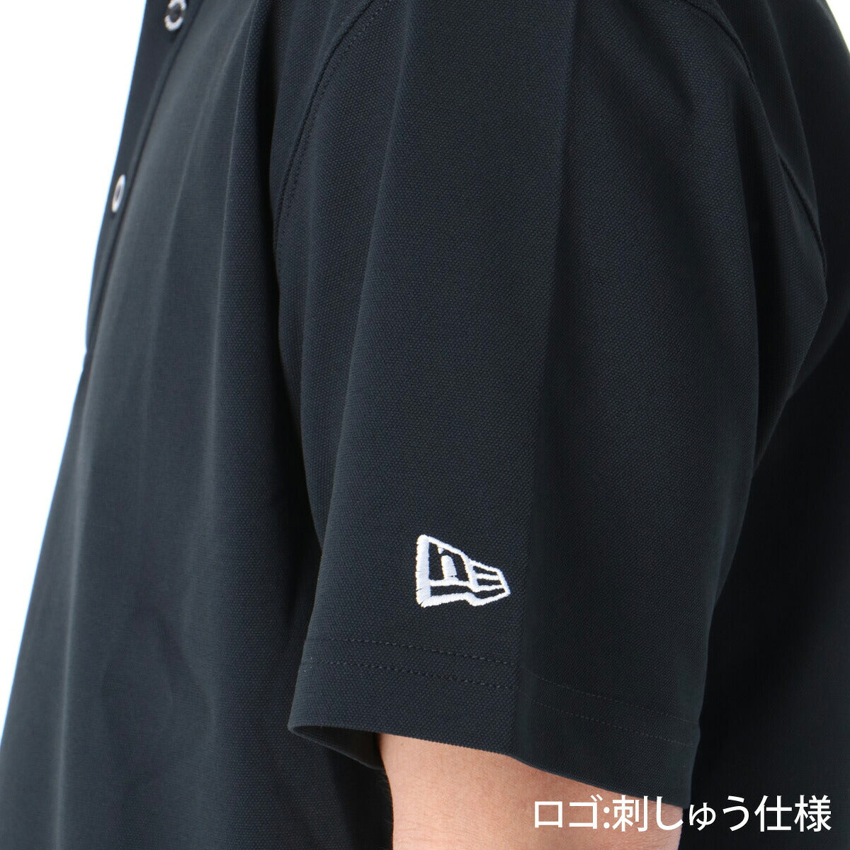 ニューエラ ポロシャツ メンズ 半袖 鹿の子 Collar Logo ブラック ホワイト ネイビー 14859945T