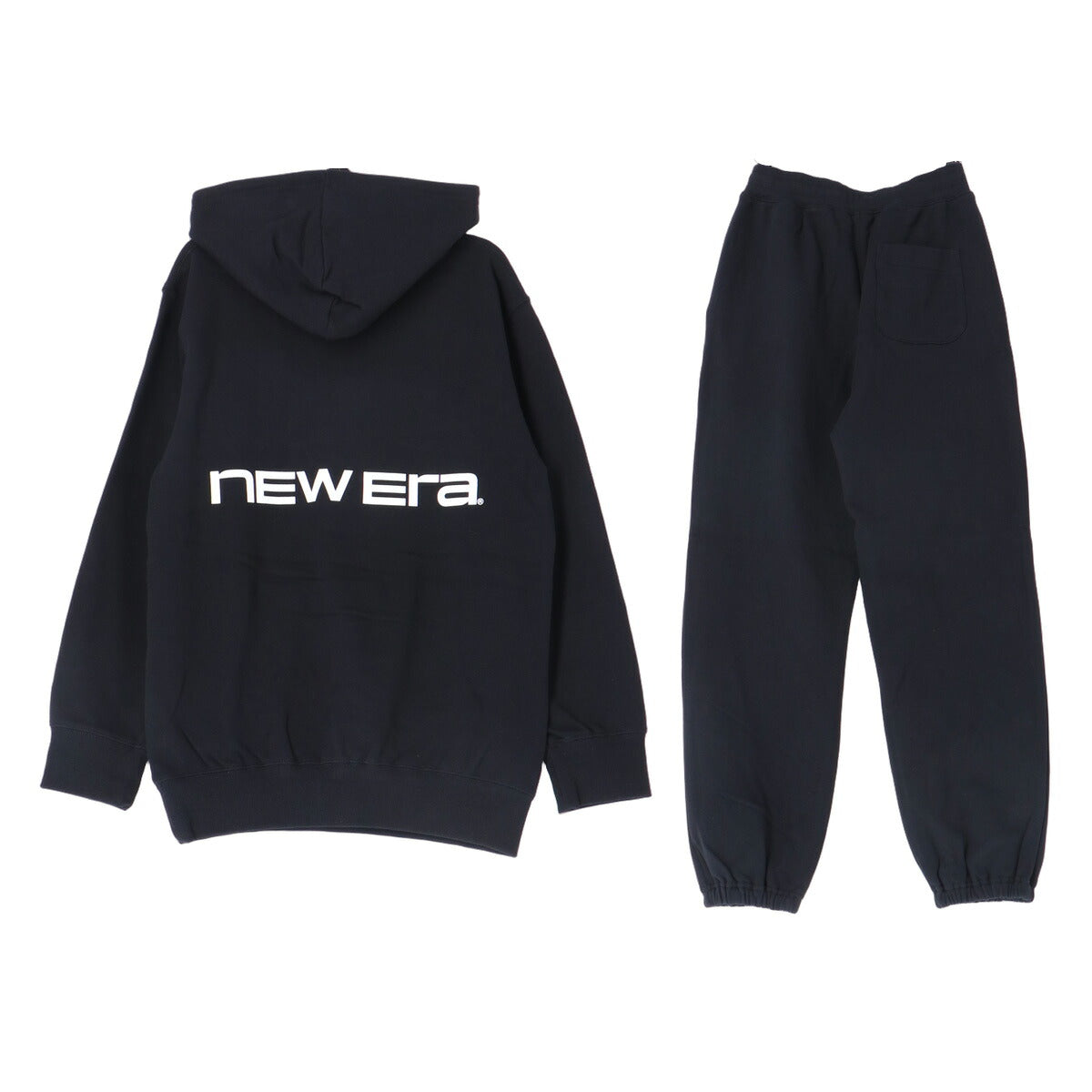 ニューエラ ブランドネームロゴ スウェット 上下 セットアップ ジュニア ブランド NEW ERA フード付き フーディ 裏毛 プルオーバー バックプリント 黒 コットン100% 綿100% 15138144S ブラック グレー 新作