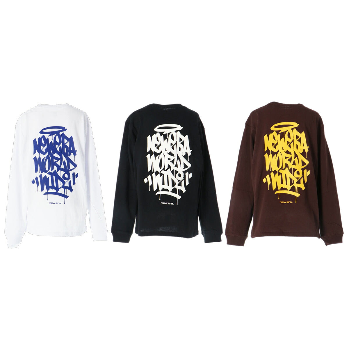 ロンT 長袖Tシャツ キッズ ニューエラ スポーツ ブランド Tシャツ ロンティー ロングTシャツ ジュニア 長袖 NEW ERA タギングロゴ バックプリント コットン100% 綿100% 白 黒 ヘビーウェイト 15138147T