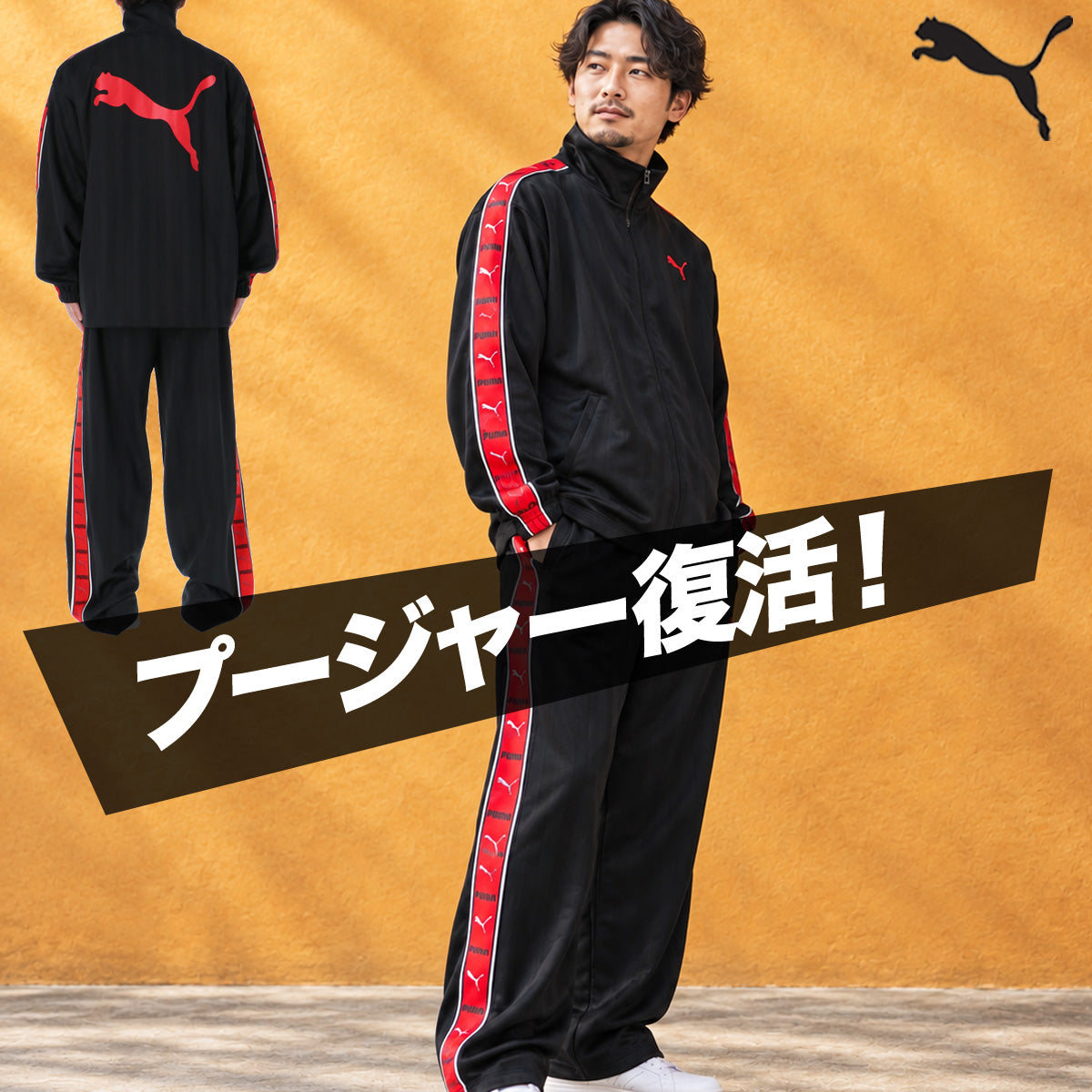 プーマ ジャージ上下 SHADOW STRIPE ジャージ 上下 セットアップ メンズ ブランド PUMA フルジップ ゆったり プージャー バックプリント付き シャドーストライプ ビッグロゴ トラックスーツ サイドライン