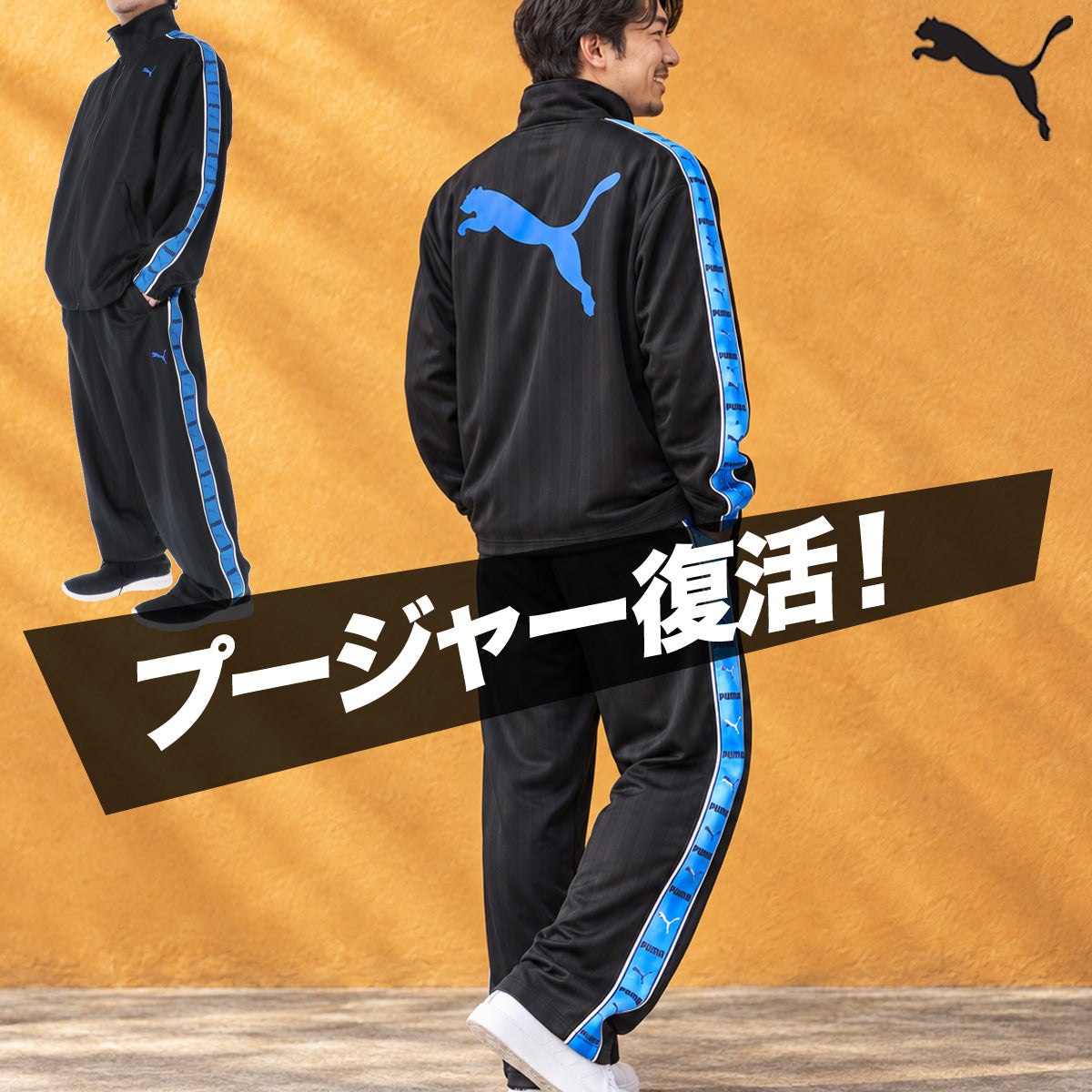 プーマ ジャージ上下 SHADOW STRIPE ジャージ 上下 セットアップ メンズ ブランド PUMA フルジップ ゆったり プージャー バックプリント付き シャドーストライプ ビッグロゴ トラックスーツ サイドライン
