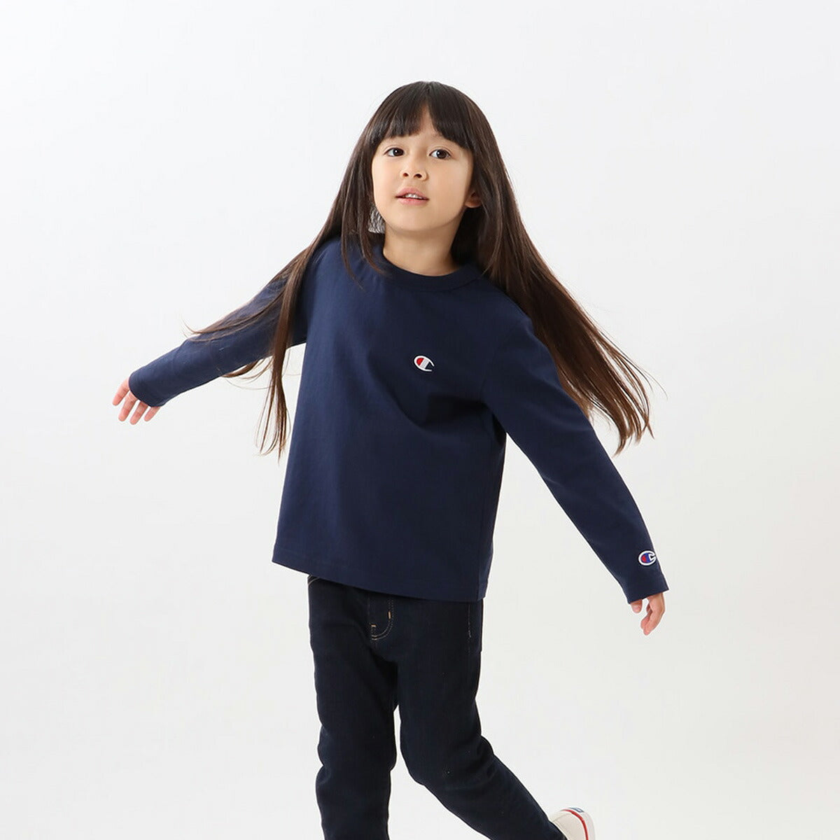 チャンピオン Tシャツ ジュニア ロングスリーブ ブラック ホワイト グレー ネイビー CKY401