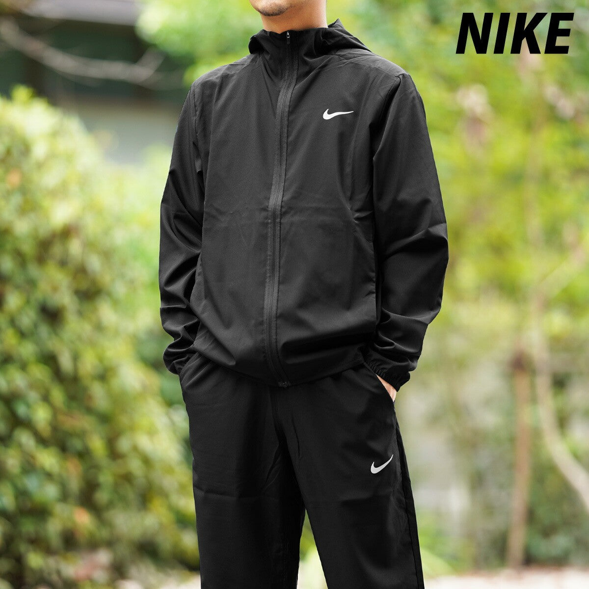 ナイキ DF フォーム ウインドブレーカー 上下 セットアップ メンズ ブランド NIKE フード付き 吸汗 速乾 ストレッチ FB7483 010 黒 ブラック 新作 上下セット ウーブン woven 大きいサイズ 有 スポーツウェア