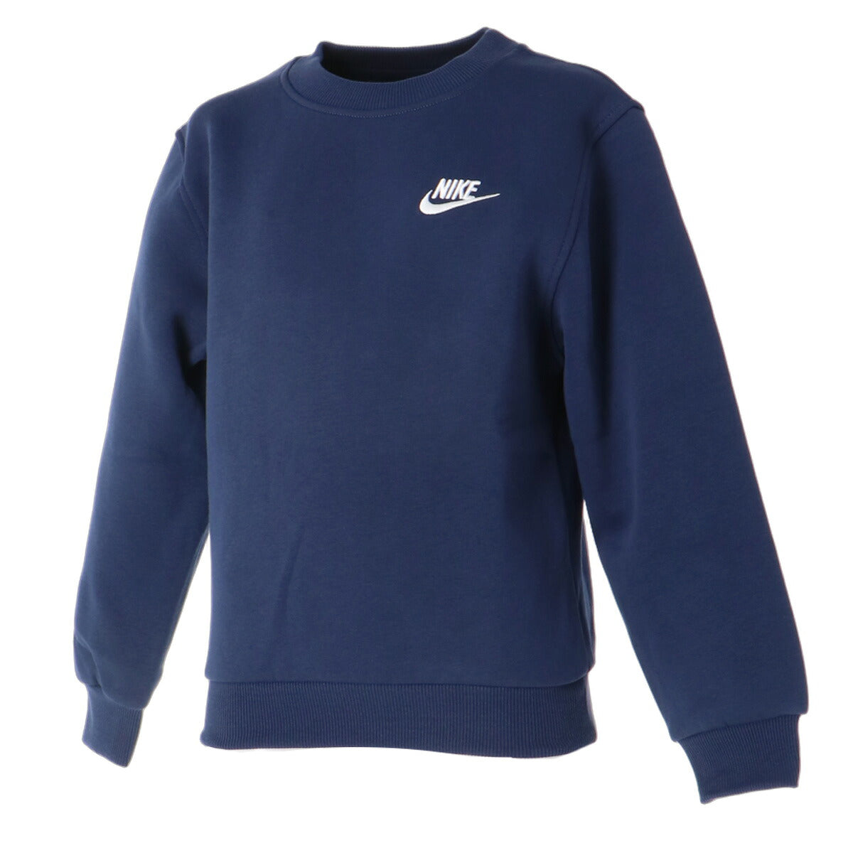 ナイキ トレーナー スウェット クラブ フリース スウェットシャツ ジュニア ブランド クルーネック スエット NIKE 裏起毛 綿混 ワンポイント FD3006 410 紺 ネイビー 男 女の子 キッズ
