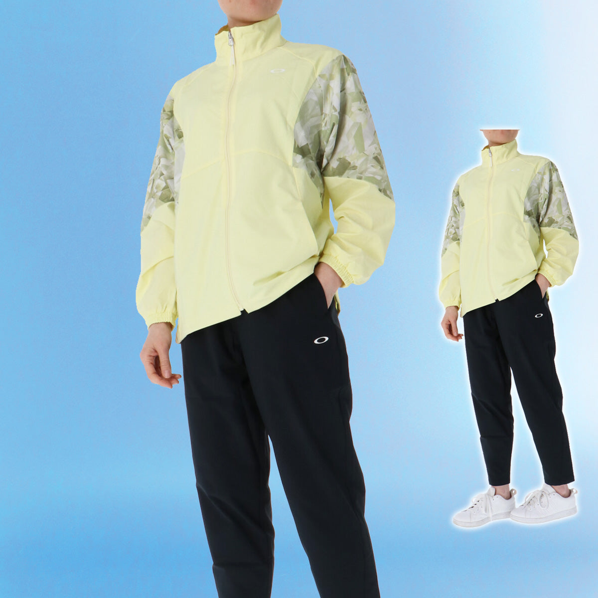 オークリー クロス薄手 ジャージ 上下 レディース ホワイト ブラック イエロー FOA500934