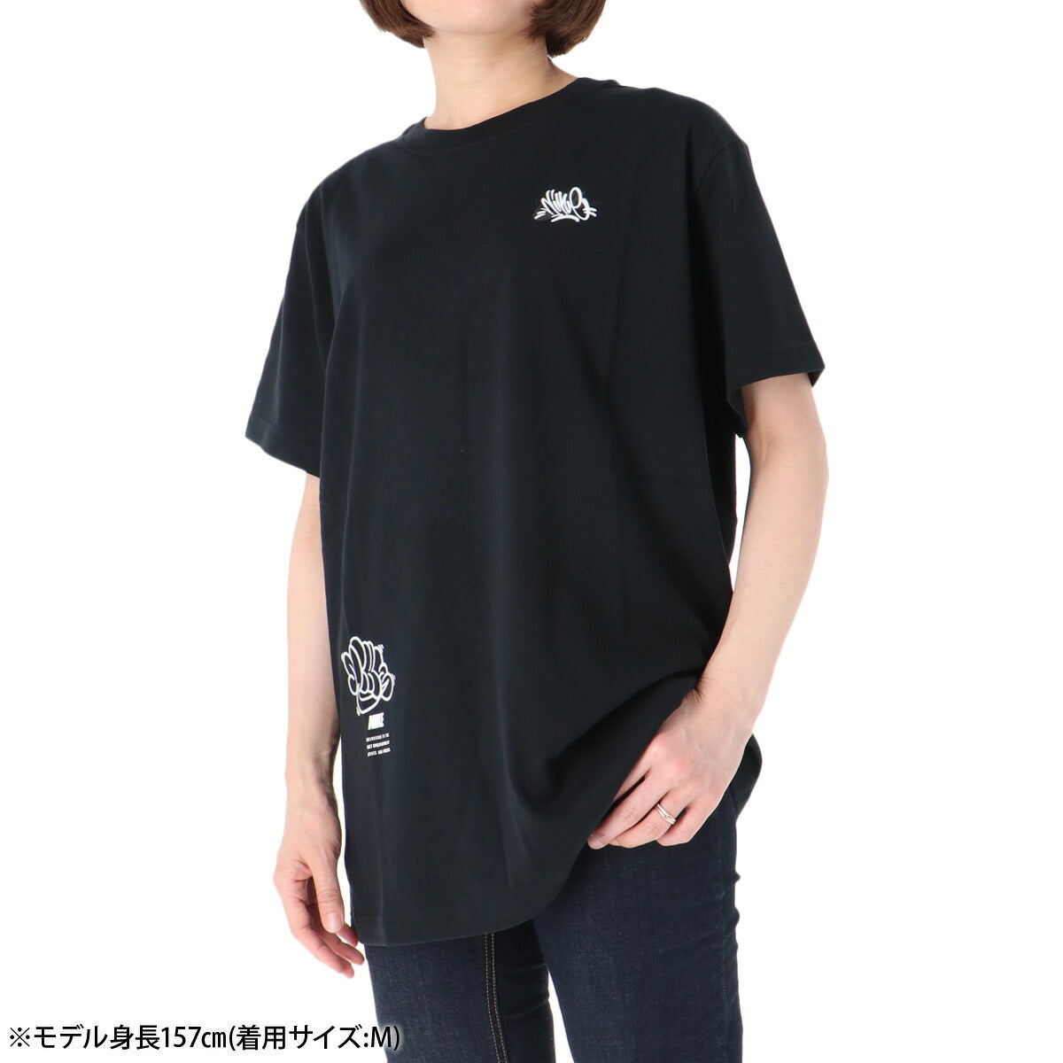ナイキ 半袖 Tシャツ レディース ブランド NIKE ゆったり コットン100 綿100 バックプリント付き ビッグシルエット 体型カバー IV5486 010 黒 ブラック ウィメンズ かわいい 大きいサイズ 有 トップス ウォーキング