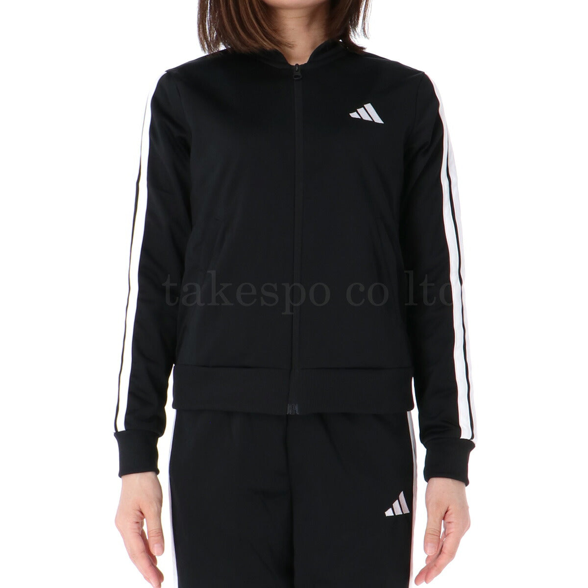 アディダス ジャージ上下 エッセンシャルス ジャージ 上下 セットアップ レディース ブランド adidas フルジップ トラックスーツ 黒 3ストライプス スリーストライプス サイドライン 裏トリコット 起毛 KWS03