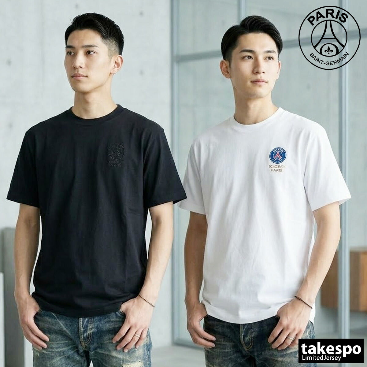 パリ・サンジェルマン Tシャツ メンズ ブラック ホワイト PS0126SS0004