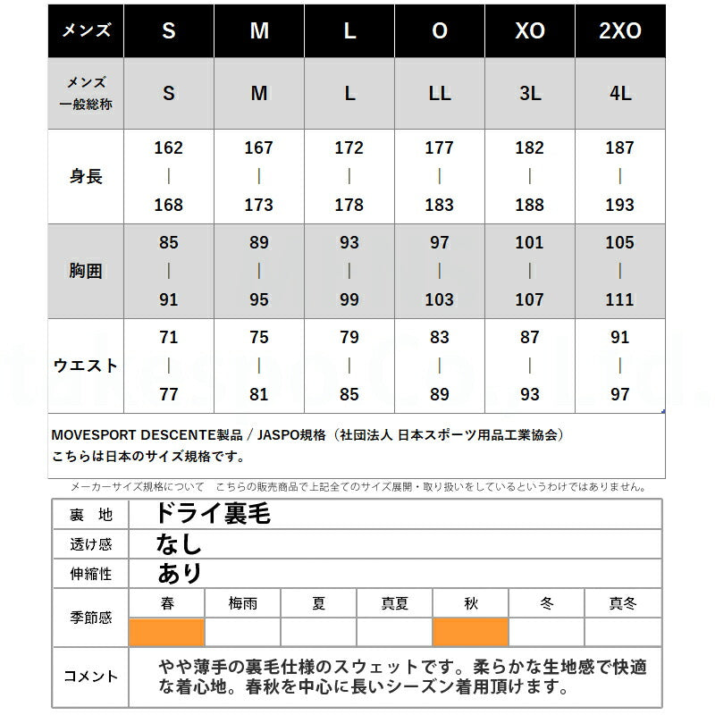 ムーブスポーツ デサント メンズ スウェット上下 ライトスムース MOVESPORT DESCENTE アパレル 上下 ST4FSW41M/ST4FPZ41M