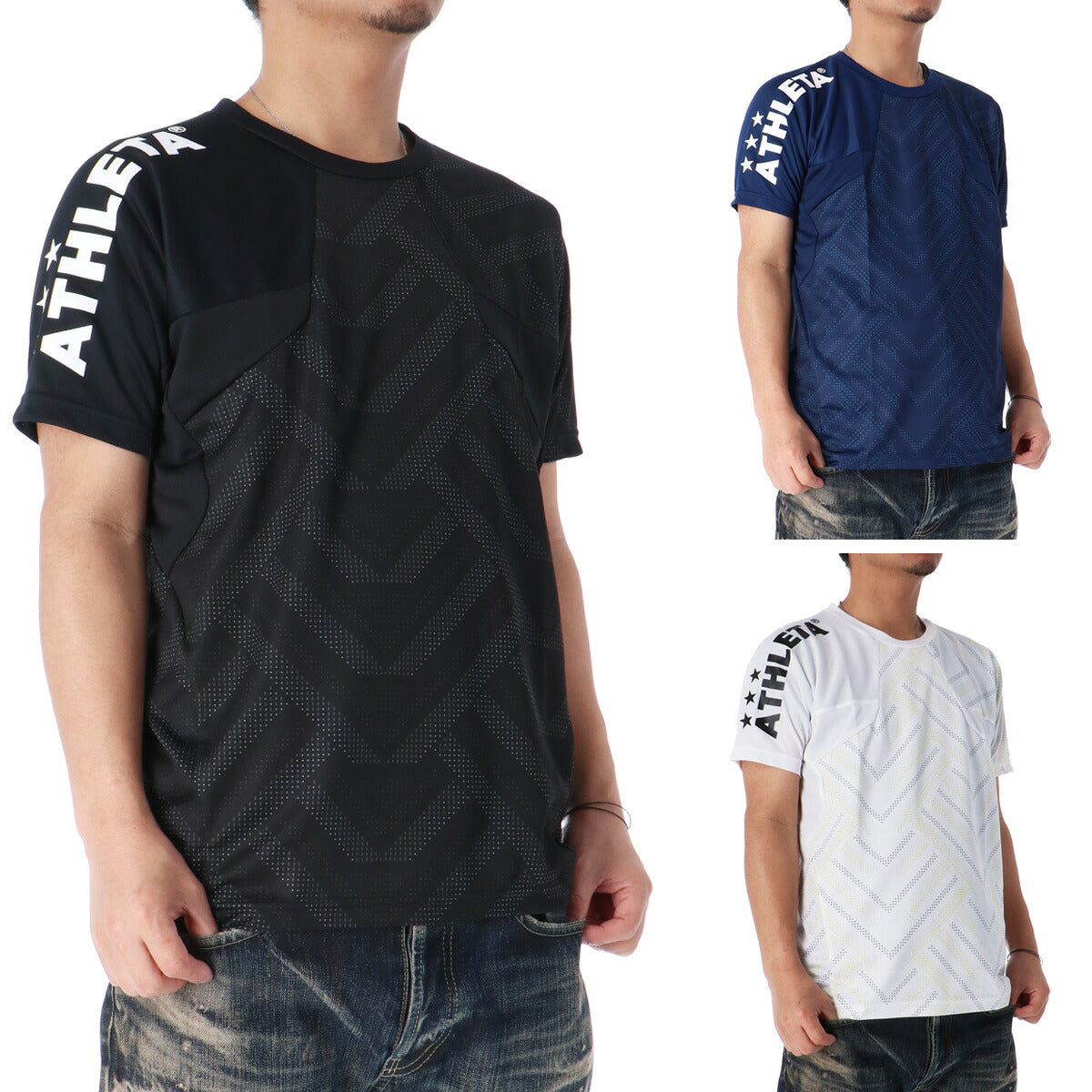 アスレタ Tシャツ メンズ ブラック ネイビー ホワイト 02406
