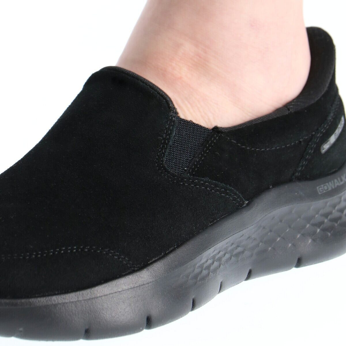 スケッチャーズ スリップインズ シューズ レディース ブランド スニーカー SKECHERS スリッポン 靴 くつ 手を使わず履ける 履きやすい ハンズフリー ローカット レザー 革 皮革 黒 スエード