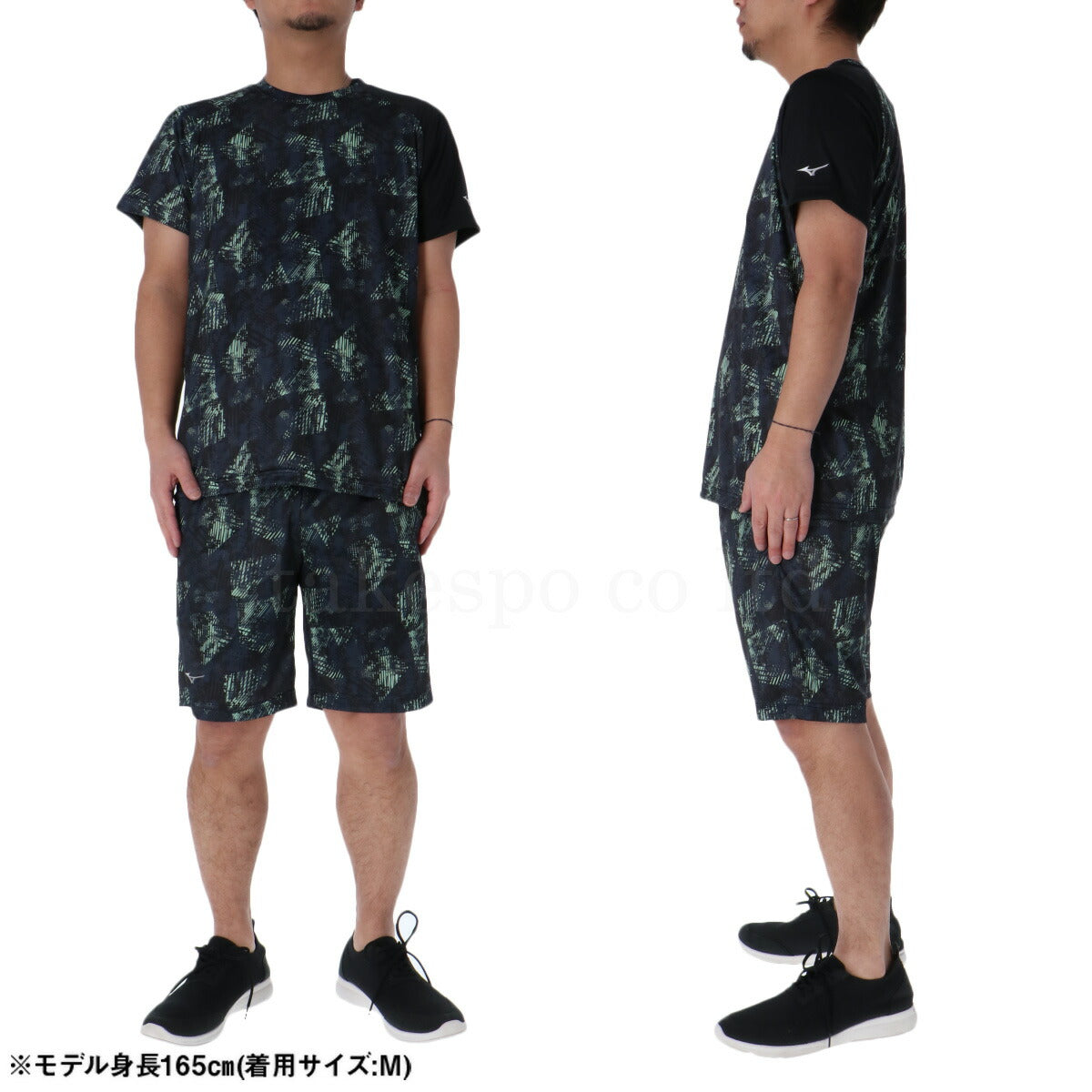 ミズノ Tシャツ ハーフパンツ 上下 メンズ グラフィック ブラック ネイビー ブルー レッド 12JACT57