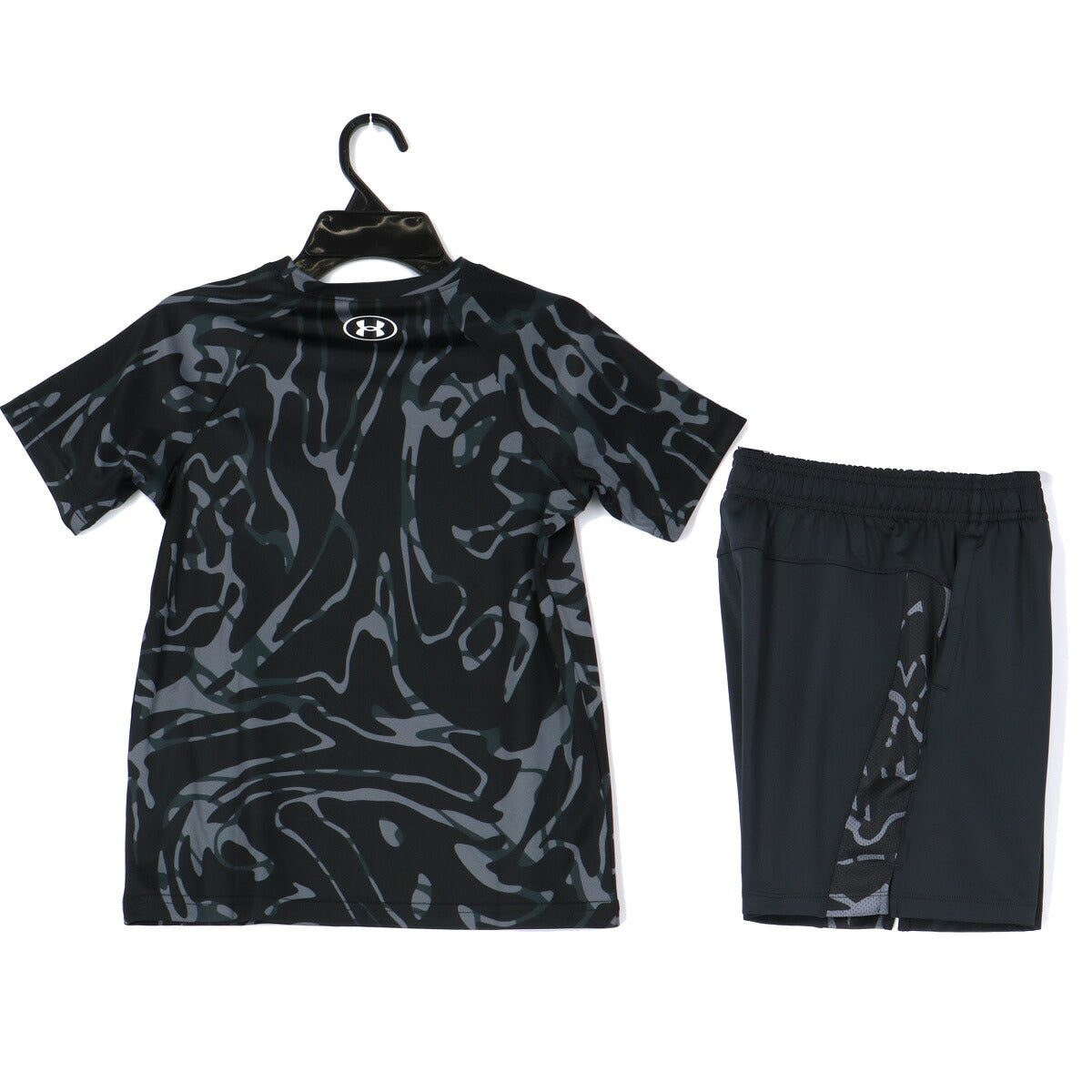 アンダーアーマー Tシャツ ハーフパンツ 上下 ジュニア ブラック グリーン 1363278