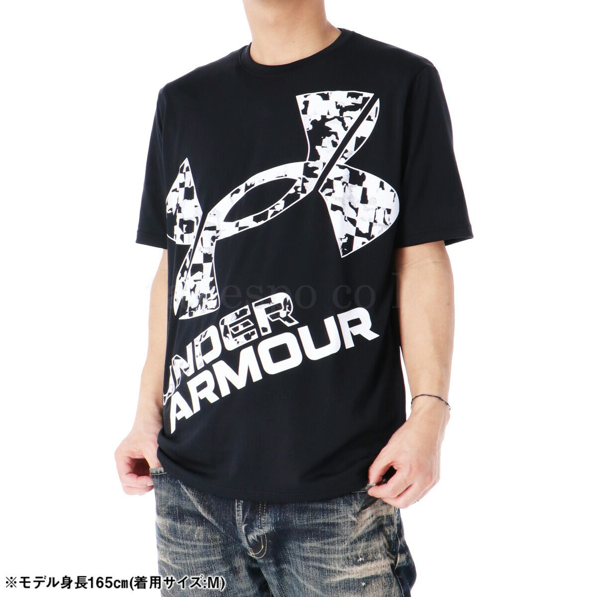 アンダーアーマー Tシャツ メンズ UA TECH BIG LOGO SS SEASONAL ブラック ホワイト 1384796
