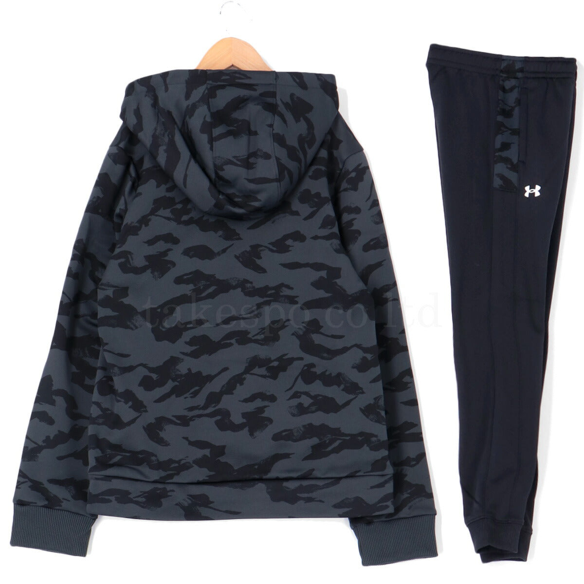 アンダーアーマー スウェット 上下 ジュニア UA ARMOUR FLEECE PRINTED BIG LOGO HOODIE JOGGER PANTS ブラック ブルー レッド 1388280