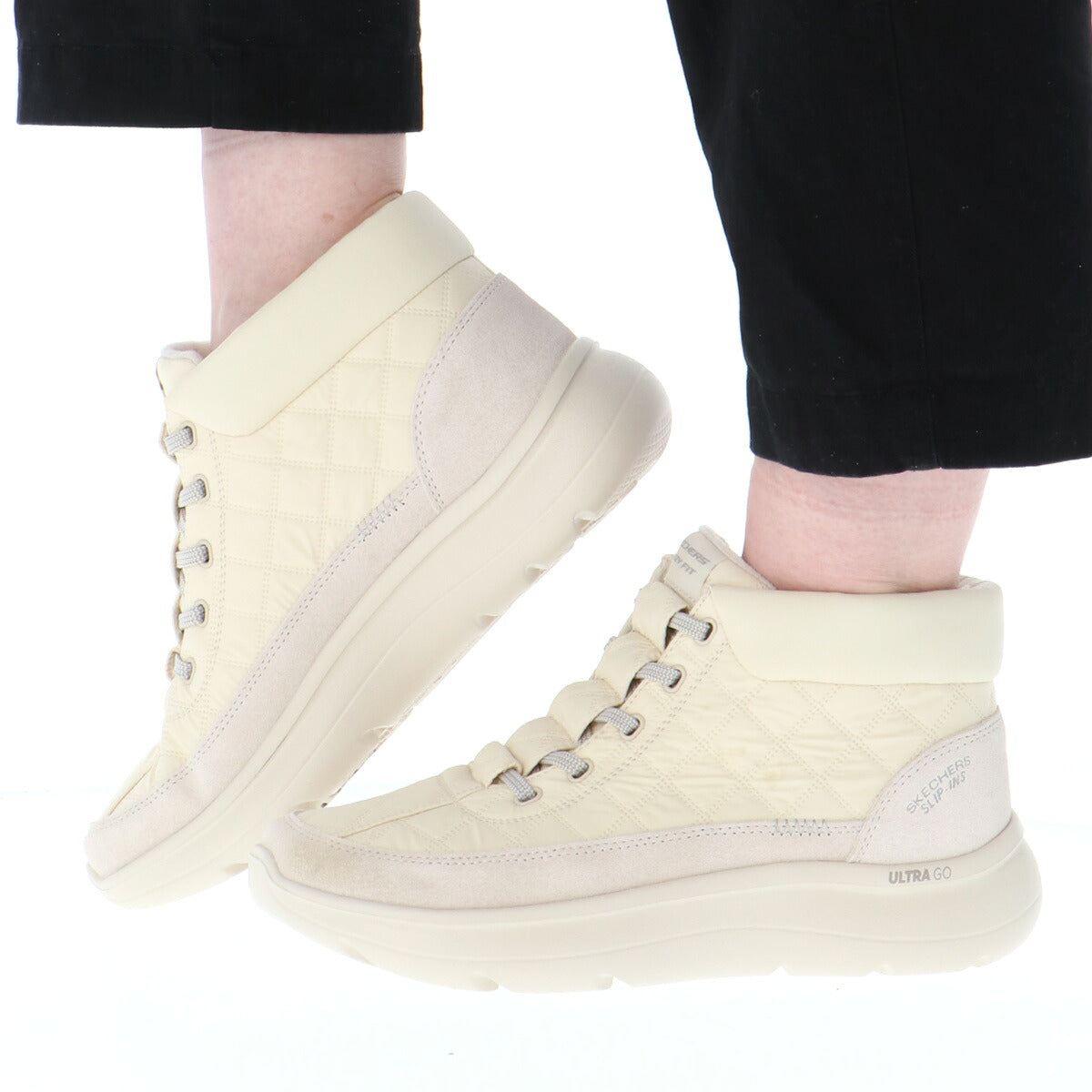 スケッチャーズ スリップインズ ON-THE-GO ENCORE シューズ レディース ブランド SKECHERS スリッポン スニーカー 靴 くつ 手を使わず履ける 履きやすい ハンズフリー 黒 レザー 合革 はっ水 防汚 144842