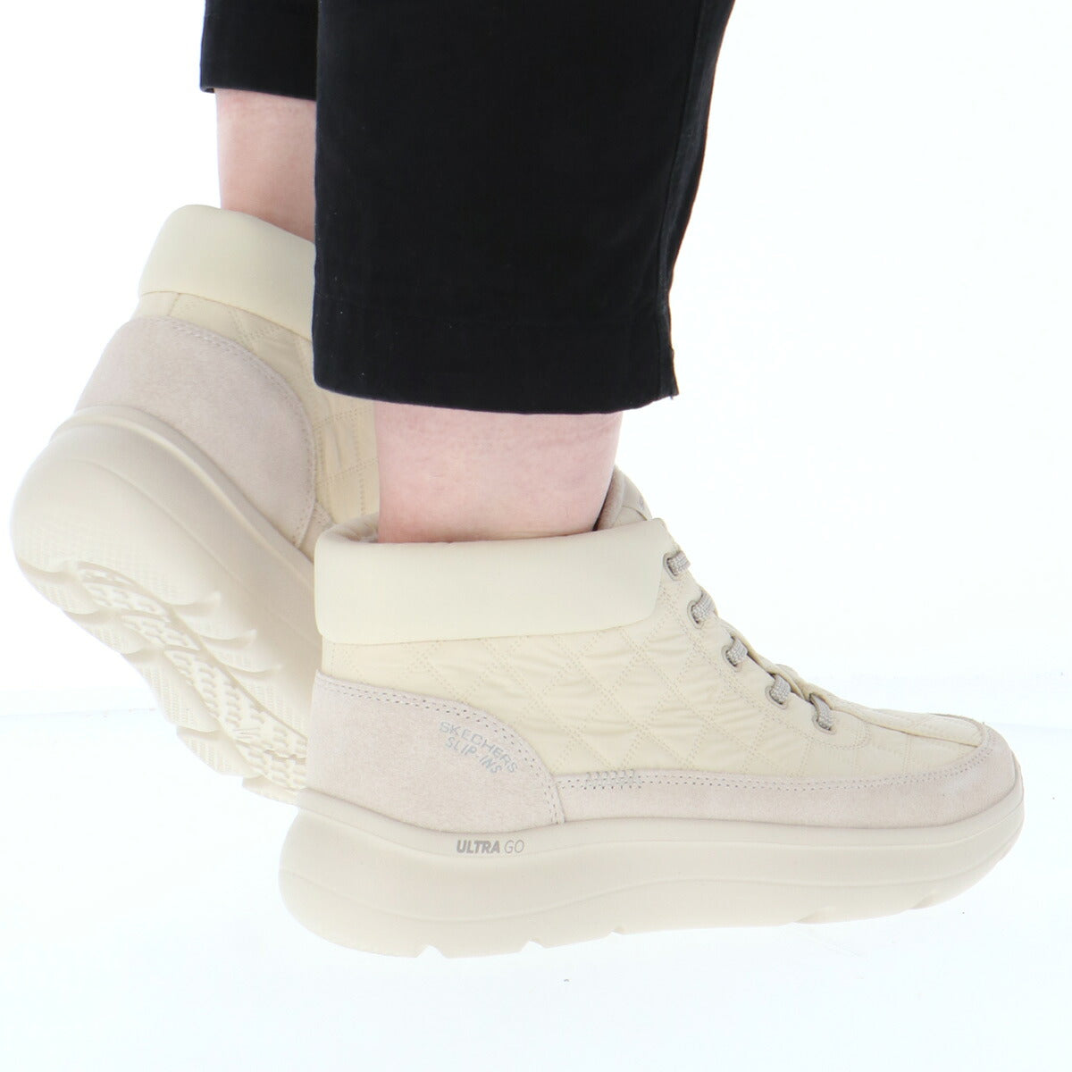 スケッチャーズ スリップインズ ON-THE-GO ENCORE シューズ レディース ブランド SKECHERS スリッポン スニーカー 靴 くつ 手を使わず履ける 履きやすい ハンズフリー 黒 レザー 合革 はっ水 防汚 144842