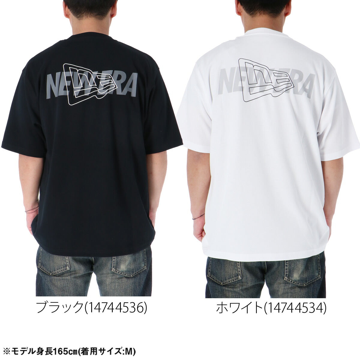 ニューエラ 半袖 吸汗 速乾 Tシャツ メンズ ブランド NEW ERA 吸水 ドライ バックプリント付き 黒 白 綿混 14744536T ブラック ホワイト 大きいサイズ 有 スポーツウェア トレーニングウェア