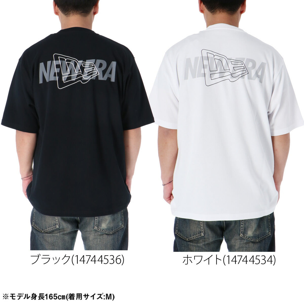 ニューエラ 半袖 吸汗 速乾 Tシャツ メンズ ブランド NEW ERA 吸水 ドライ バックプリント付き 黒 白 綿混 14744536T ブラック ホワイト 大きいサイズ 有 スポーツウェア トレーニングウェア