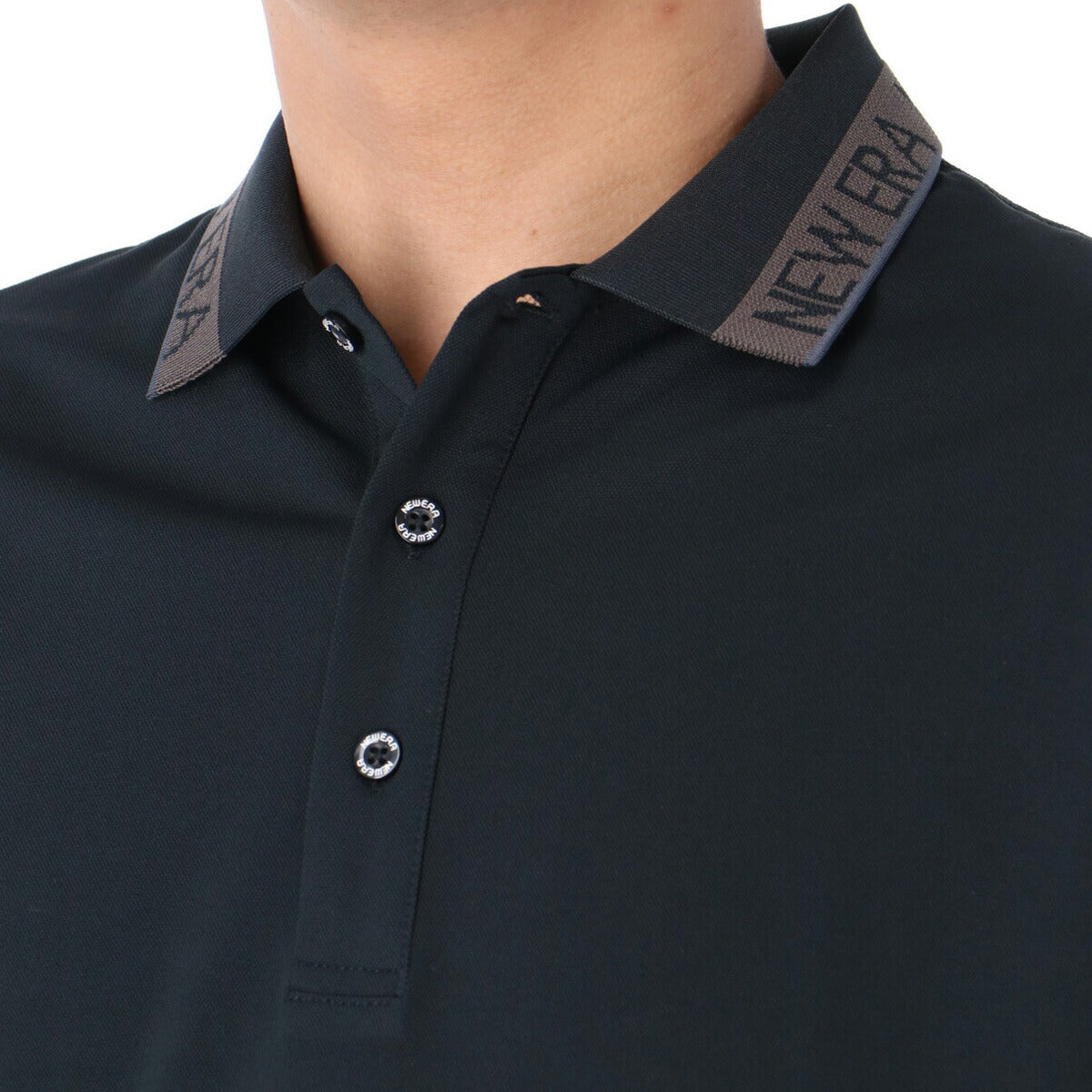 ニューエラ ポロシャツ メンズ 半袖 鹿の子 Collar Logo ブラック ホワイト ネイビー 14859945T