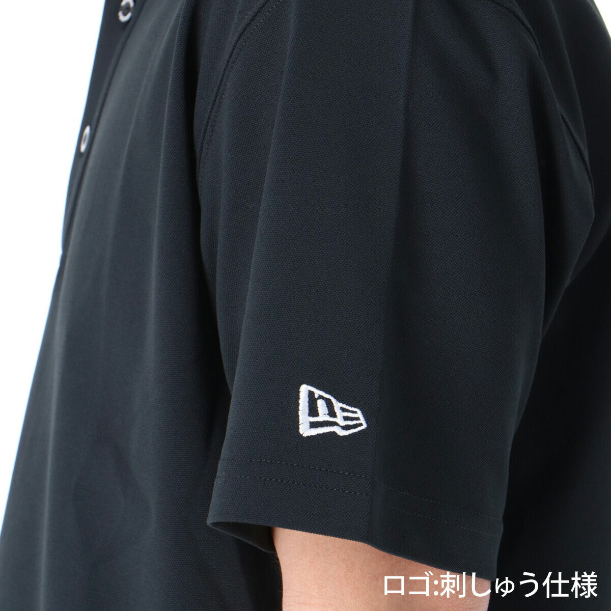 ニューエラ ポロシャツ メンズ 半袖 鹿の子 Collar Logo ブラック ホワイト ネイビー 14859945T