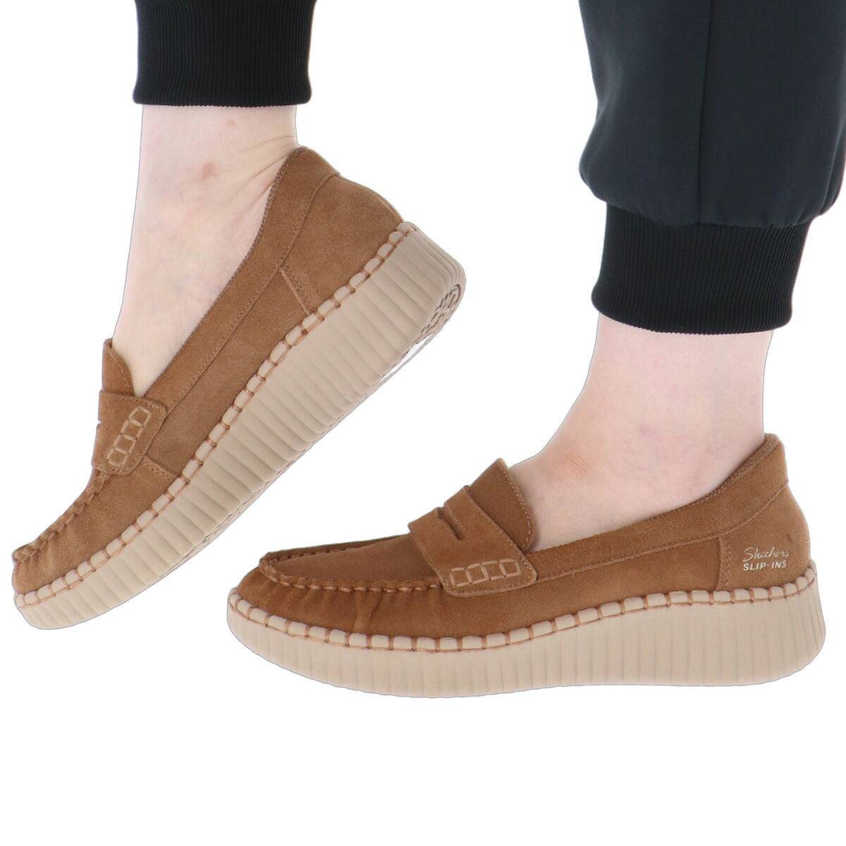 スケッチャーズ スリップインズ シューズ レディース ブランド スニーカー SKECHERS ローファースニーカー スリッポン 靴 くつ 手を使わず履ける 履きやすい ハンズフリー ローファー スエード 黒 159586