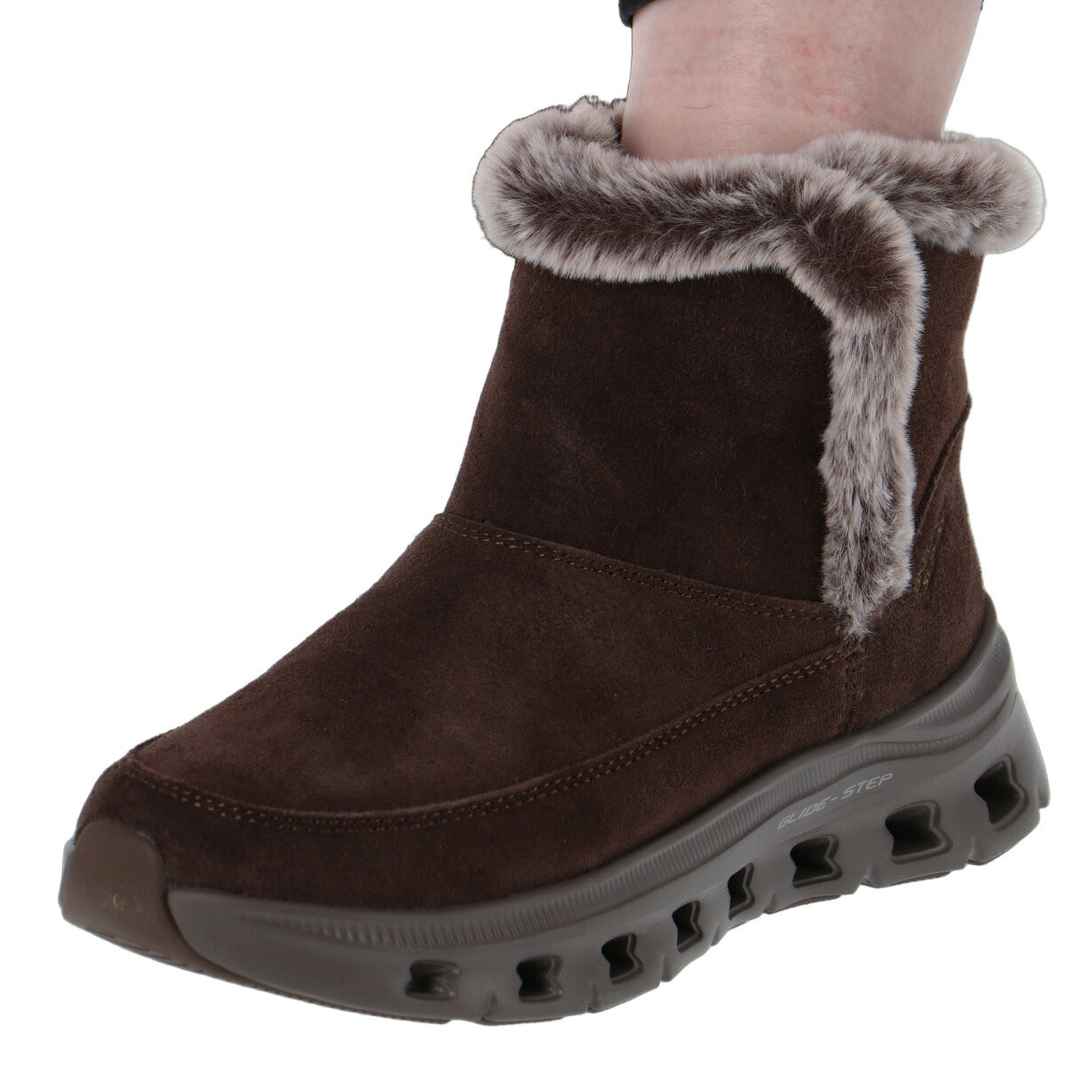 スケッチャーズ スリップインズ GLIDE-STEP PRO シューズ レディース ブランド SKECHERS スリッポン ファー ショートブーツ スウェード 靴 くつ 手を使わず履ける 履きやすい ハンズフリー 黒 レザー 革 皮革
