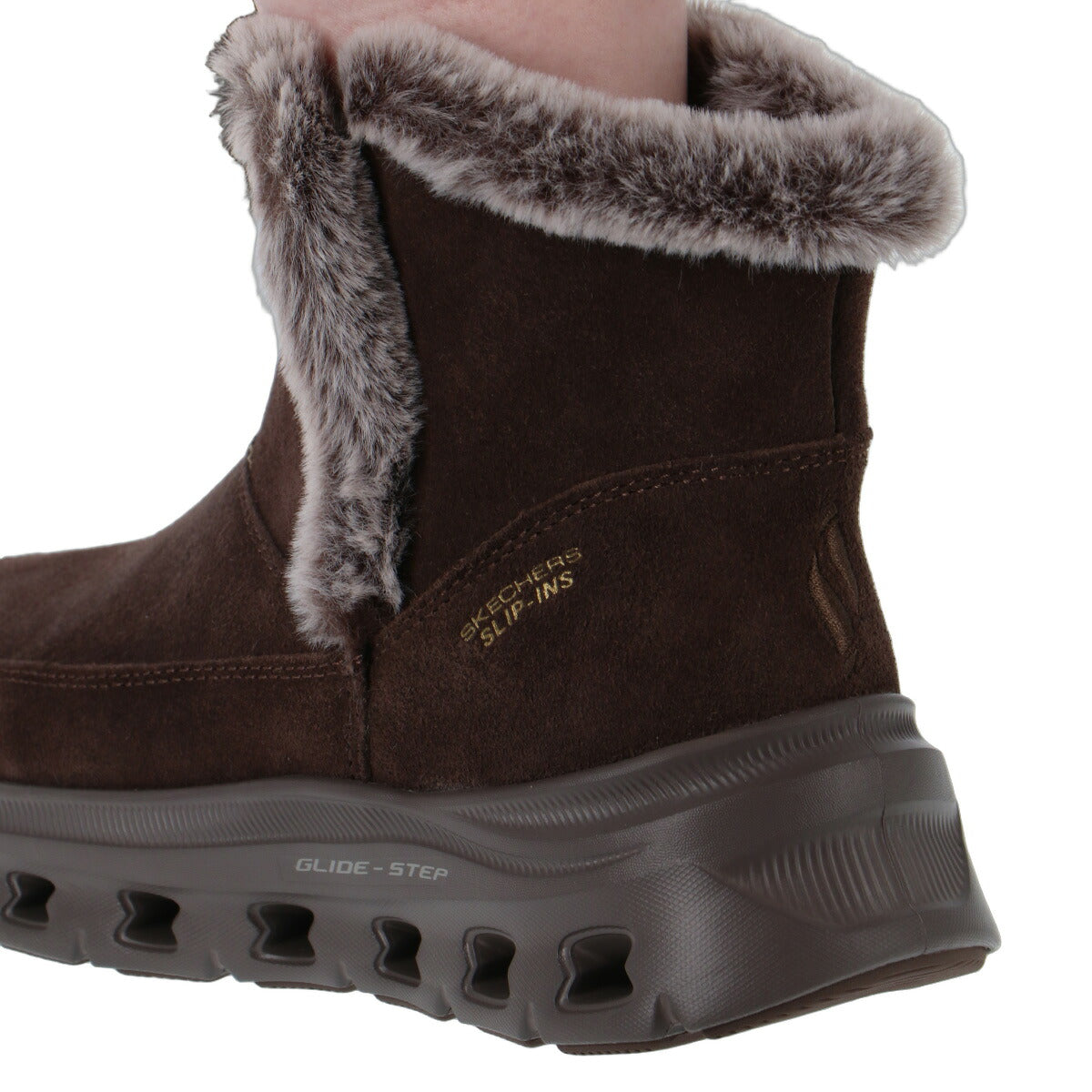 スケッチャーズ スリップインズ GLIDE-STEP PRO シューズ レディース ブランド SKECHERS スリッポン ファー ショートブーツ スウェード 靴 くつ 手を使わず履ける 履きやすい ハンズフリー 黒 レザー 革 皮革