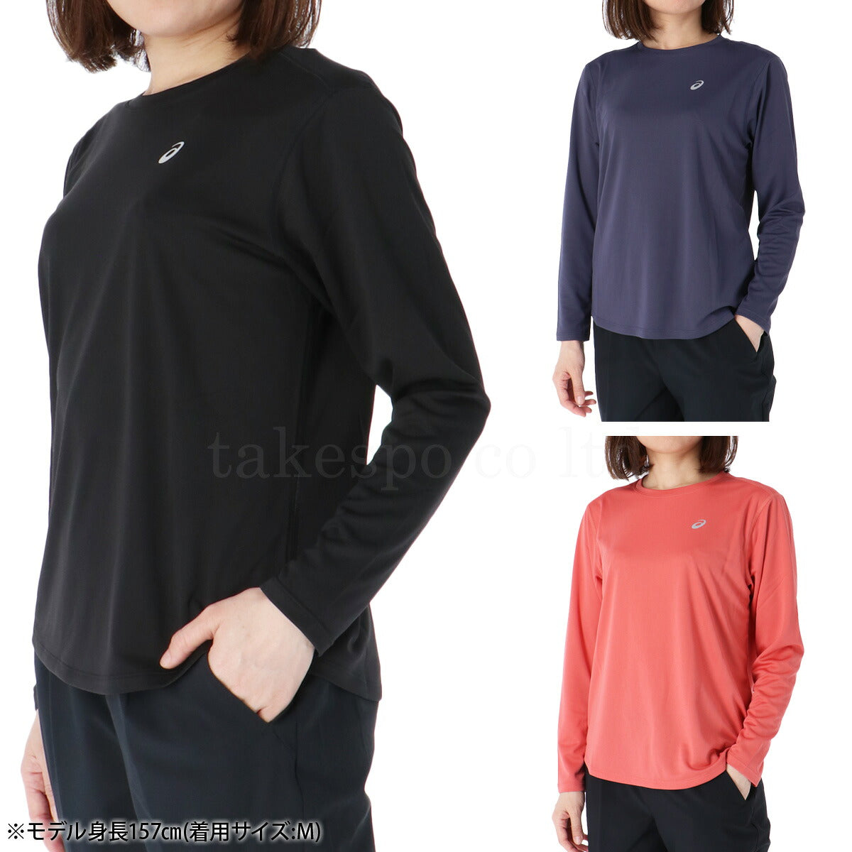 アシックス Tシャツ レディース ブラック ネイビー ピンク 2012D229