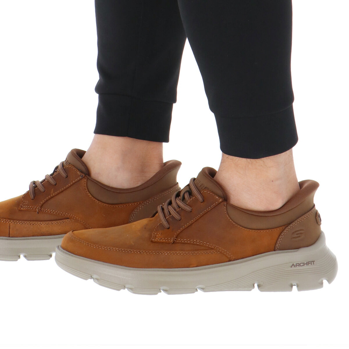 スケッチャーズ スリップインズ シューズ メンズ ブランド スニーカー SKECHERS ハンズフリー 手を使わず履ける 履きやすい レザースニーカー ビジネス 通勤 ウォーキング 旅行 ガルザ 黒 レザー 革 皮革