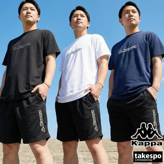 カッパ グラフィック Tシャツ ハーフパンツ 上下 セットアップ メンズ ブランド Kappa 半袖 UVカット 吸汗 速乾 ドライ 黒 白 215323 ブラック ホワイト ネイビー 新作 上下セット 大きいサイズ 有