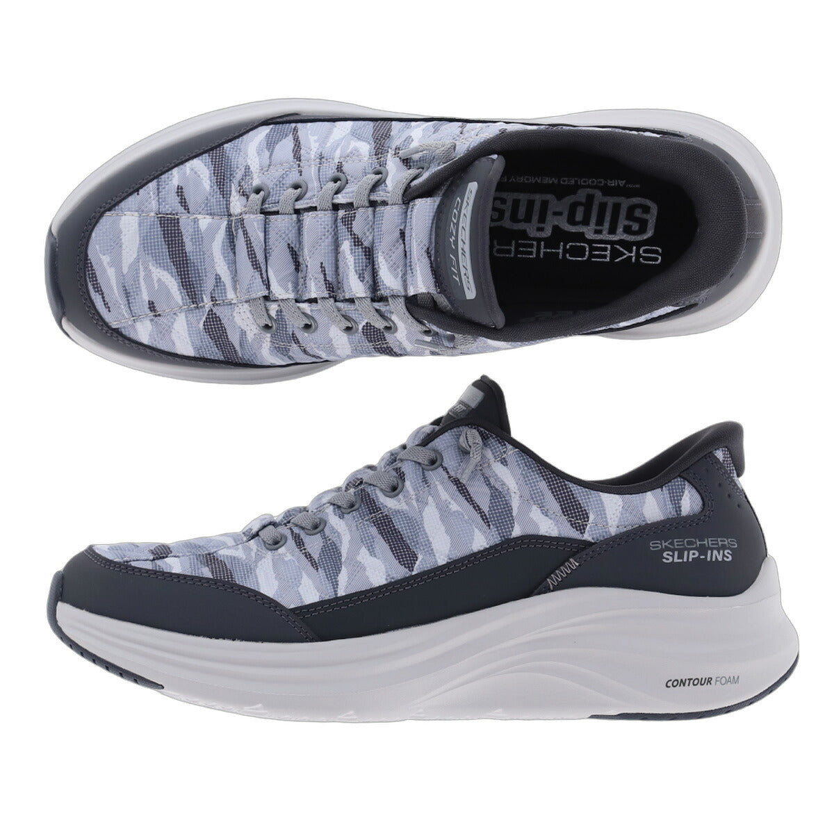 スケッチャーズ スリップインズ シューズ メンズ ブランド スニーカー SKECHERS スリッポン 靴 くつ 手を使わず履ける 履きやすい ハンズフリー ゴムひも ローカット 233292 グレー 大きいサイズ