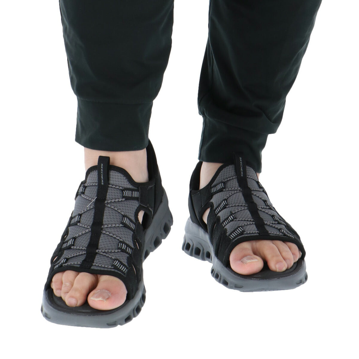 スケッチャーズ サンダル メンズ GLIDE STEP SANDAL ブラック ベージュ 233381