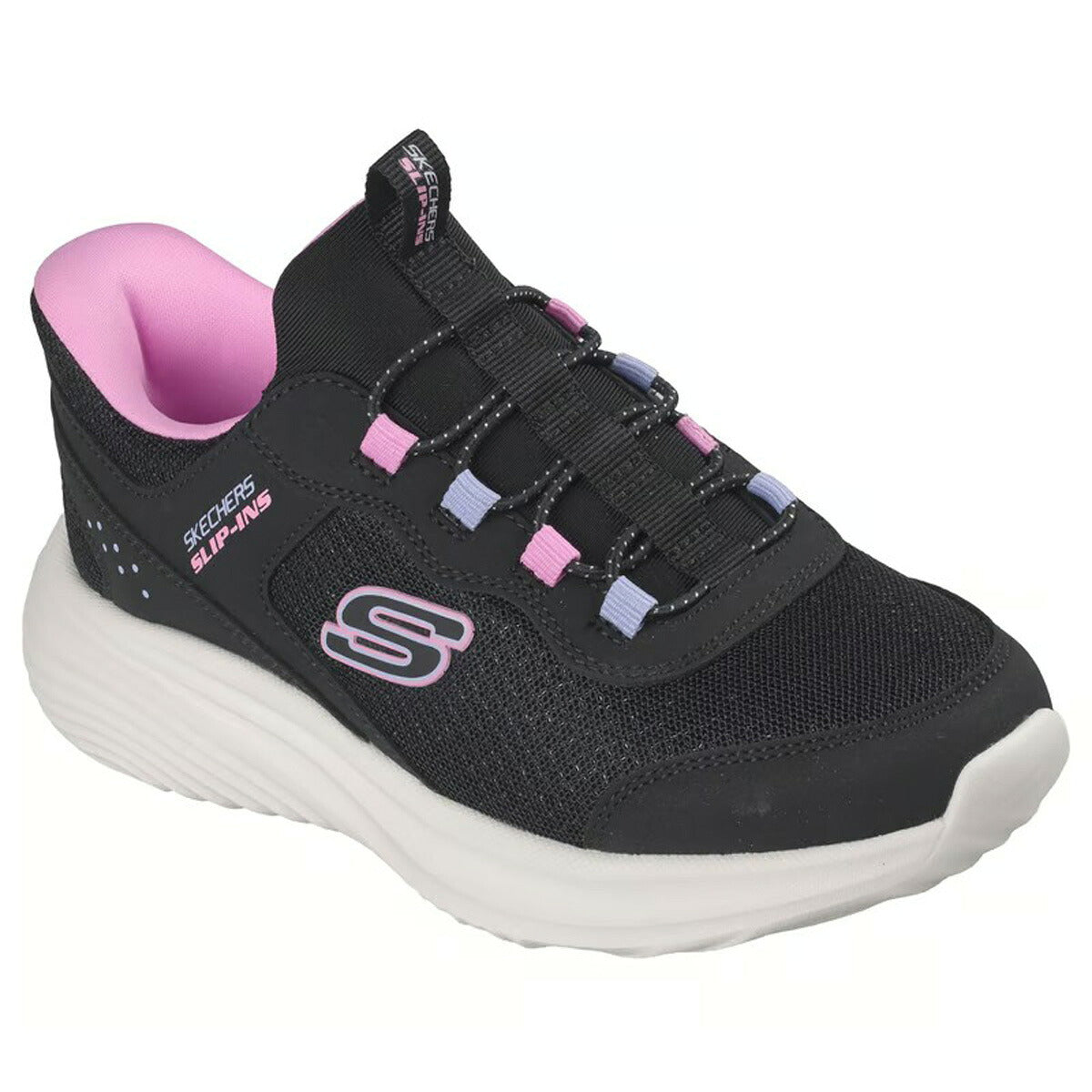 スケッチャーズ スリップインズ シューズ ジュニア ブランド スニーカー SKECHERS ガールズ スリッポン 靴 くつ 手を使わず履ける 履きやすい ハンズフリー ゴムひも ローカット 303690L ブラック