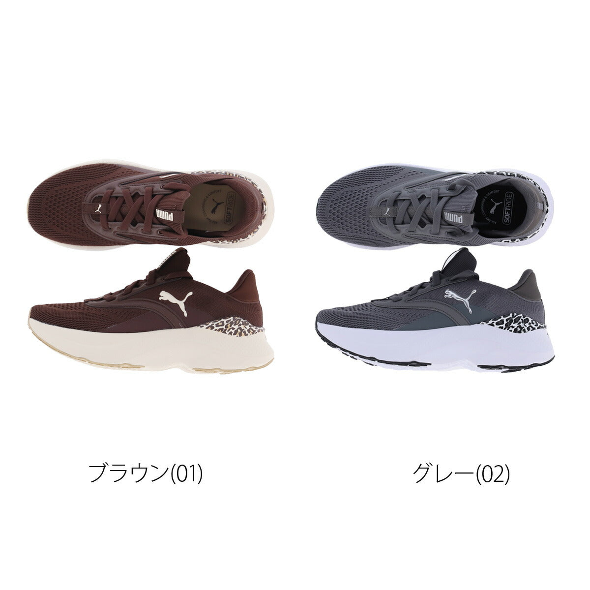 プーマ レディース ソフトライド ブラウン グレー 313610