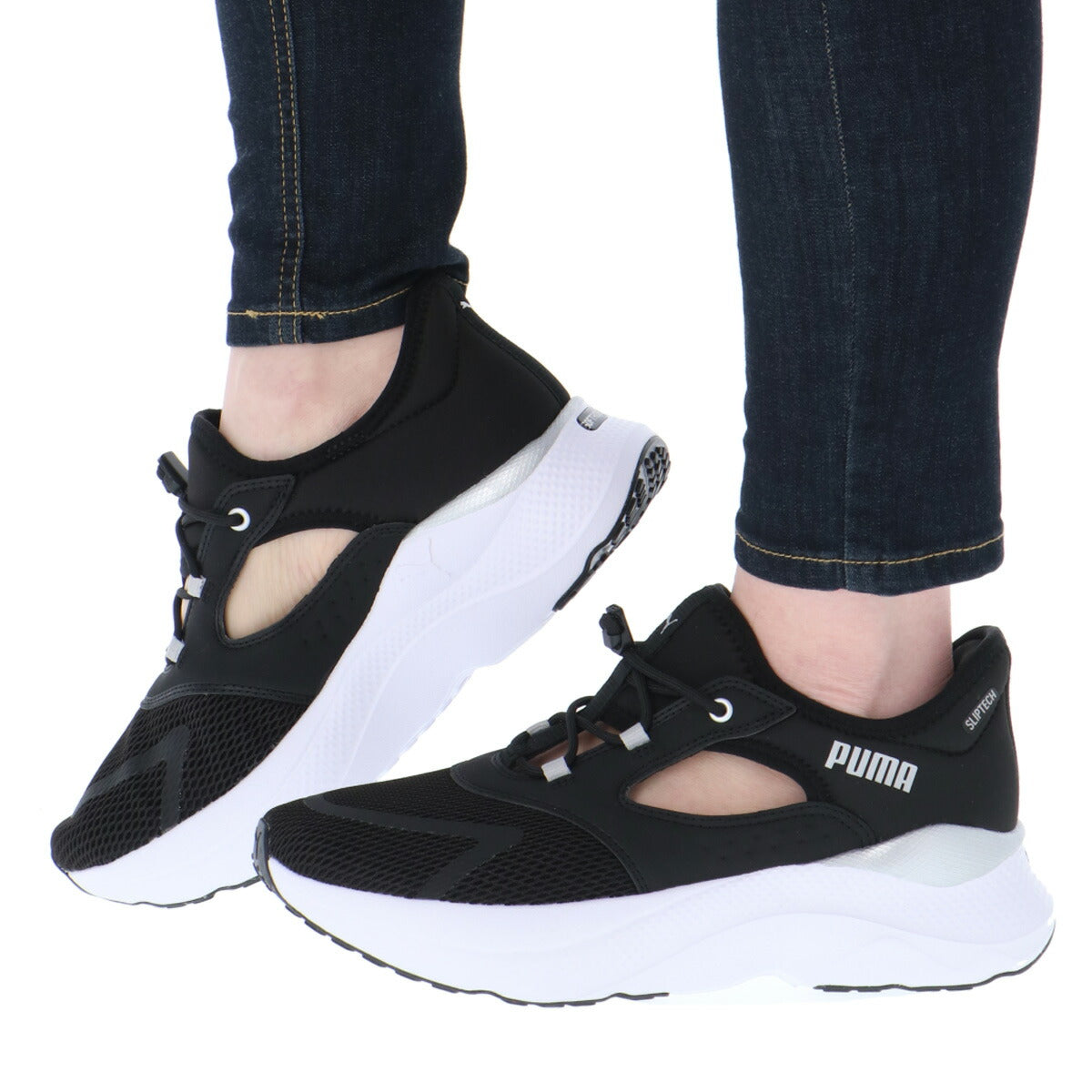 プーマ ソフトライド シューズ レディース ブランド スニーカー PUMA イーズイン 立ったまま履ける 白 黒 313770 ブラック ホワイト ピンク かわいい 大きいサイズ 有 スポーツ おしゃれ