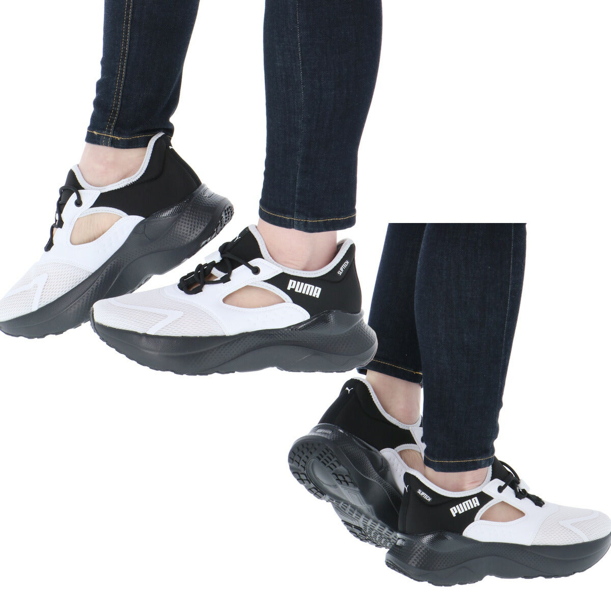 プーマ ソフトライド シューズ レディース ブランド スニーカー PUMA イーズイン 立ったまま履ける 白 黒 313770 ブラック ホワイト ピンク かわいい 大きいサイズ 有 スポーツ おしゃれ