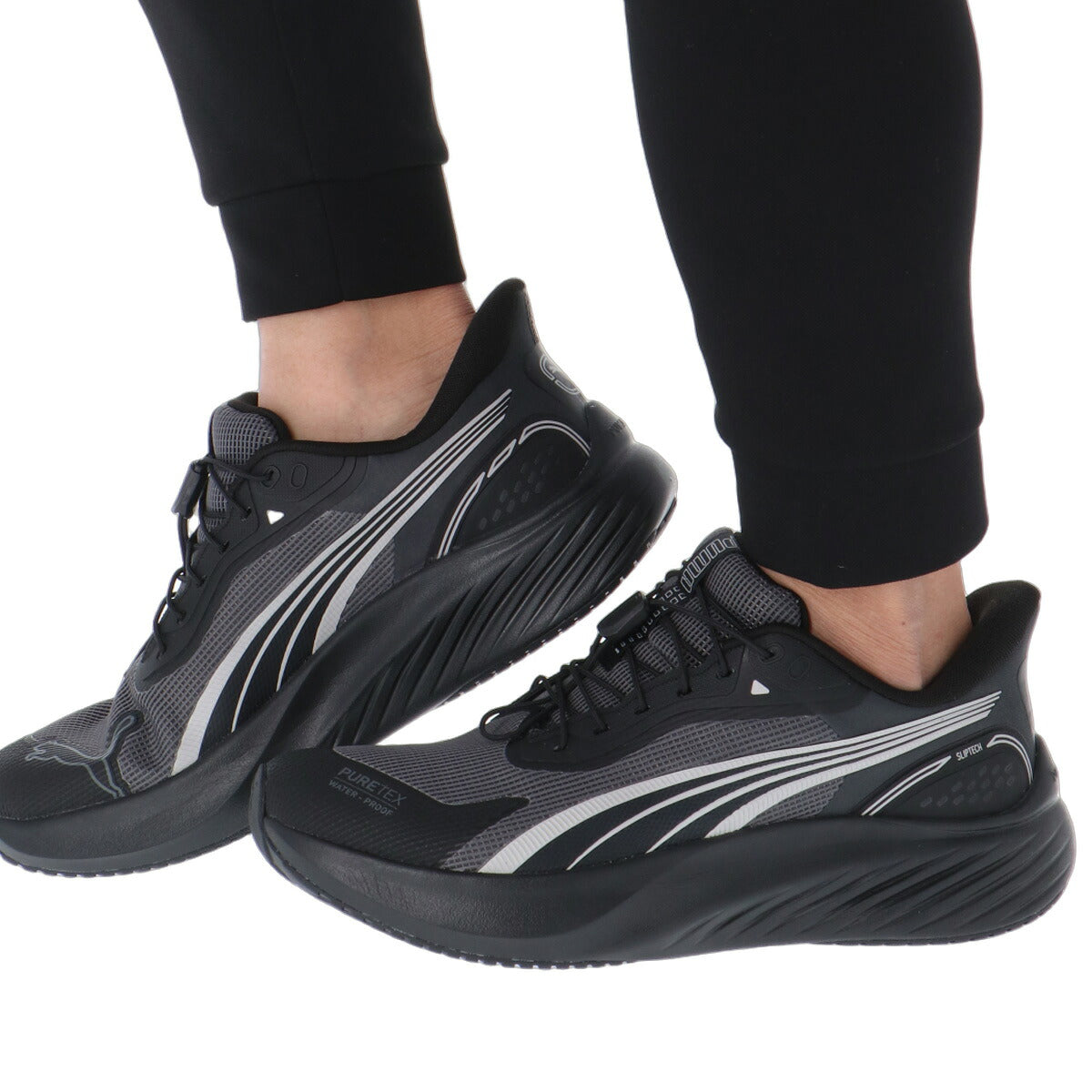 プーマ イーズイン シューズ メンズ ブランド ランニングシューズ ウォーキングシューズ ランニング マラソン スニーカー ランシュー PUMA 防水 立ったまま履ける ハンズフリー 手を使わず履ける 黒 314260 ブラック