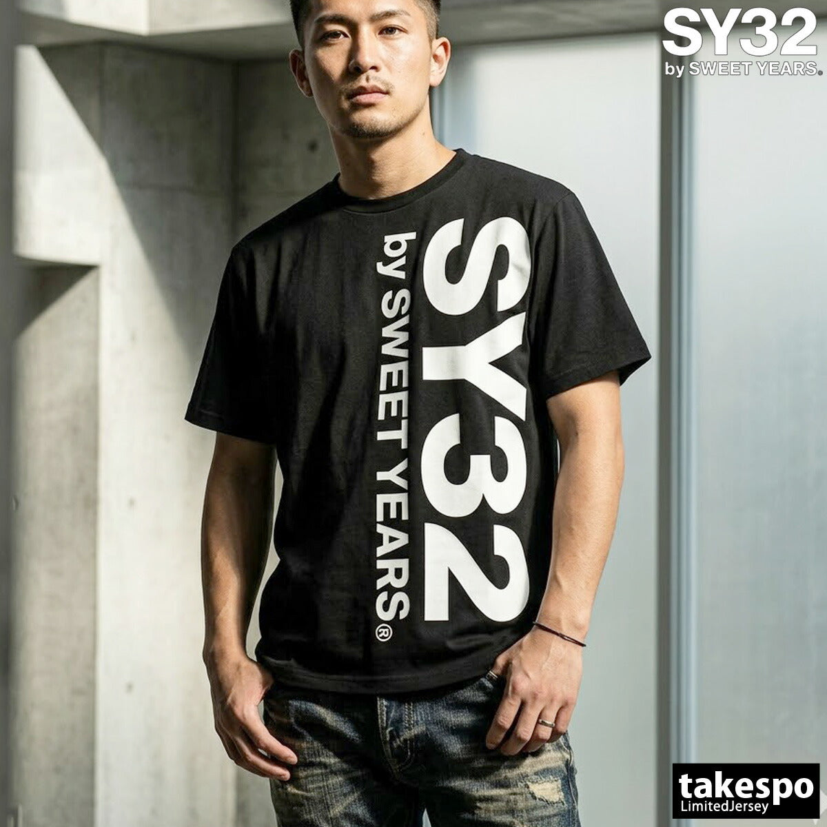 エスワイサーティトゥバイスィートイヤーズ Tシャツ メンズ バーチカルロゴ ブラック ホワイト 3226SN140