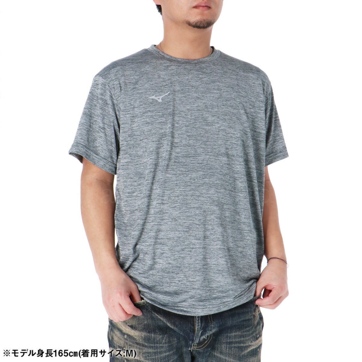 ミズノ Tシャツ メンズ ナビドライ グレー ブルー 32MAC194