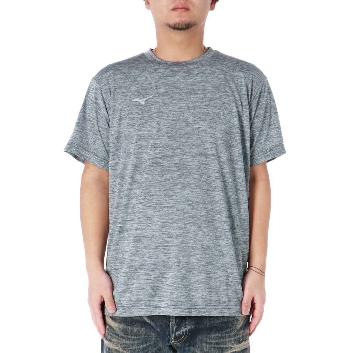 ミズノ Tシャツ メンズ ナビドライ グレー ブルー 32MAC194