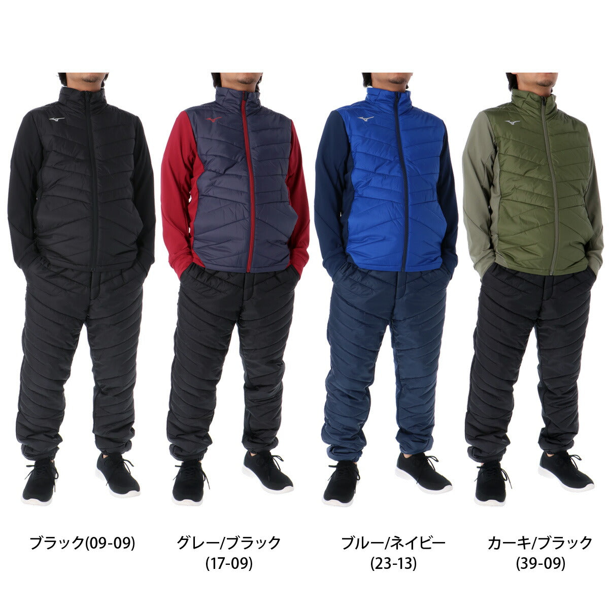 ミズノ ウインドブレーカー 上下 メンズ テックフィル ブラック グレー ブルー カーキグリーン 32MEB535