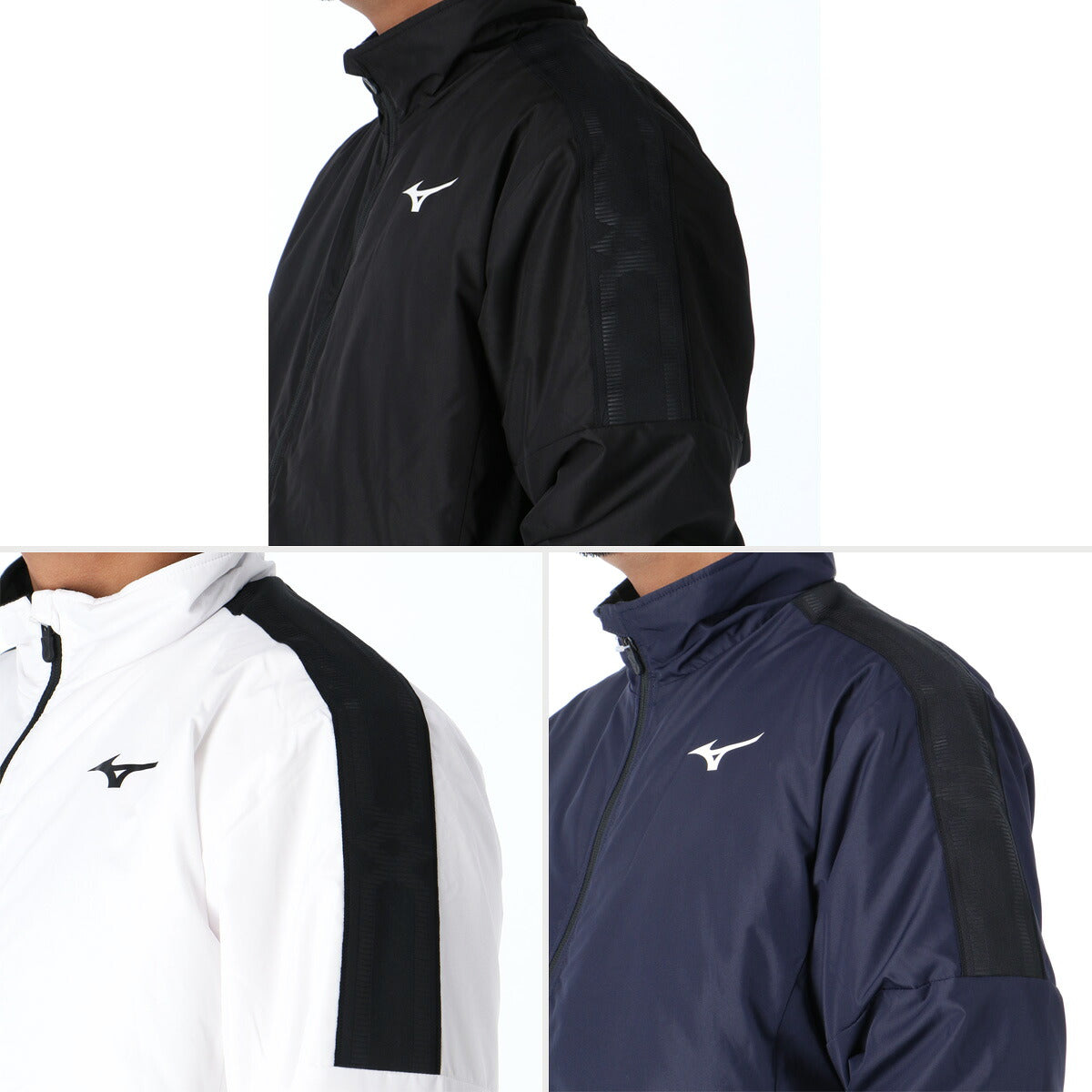 ミズノ ブレスサーモ MCライン ウインドジャケット メンズ ブランド Mizuno 中綿入り はっ水 撥水 防風 発熱 フルジップ 黒 白 32MED630 ブラック ホワイト ネイビー 大きいサイズ 有 スポーツウェア