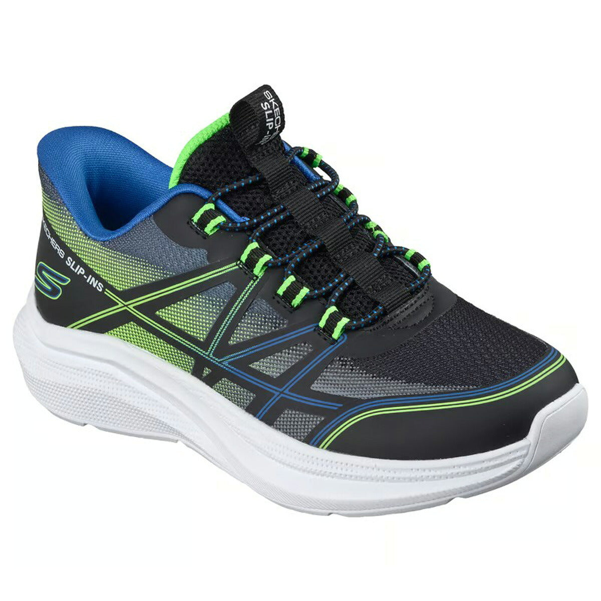 スケッチャーズ スリップインズ マイクロスペック ベロシティ グリッドシフト シューズ ジュニア ブランド スニーカー SKECHERS スリッポン 靴 くつ 手を使わず履ける 履きやすい ハンズフリー ゴムひも