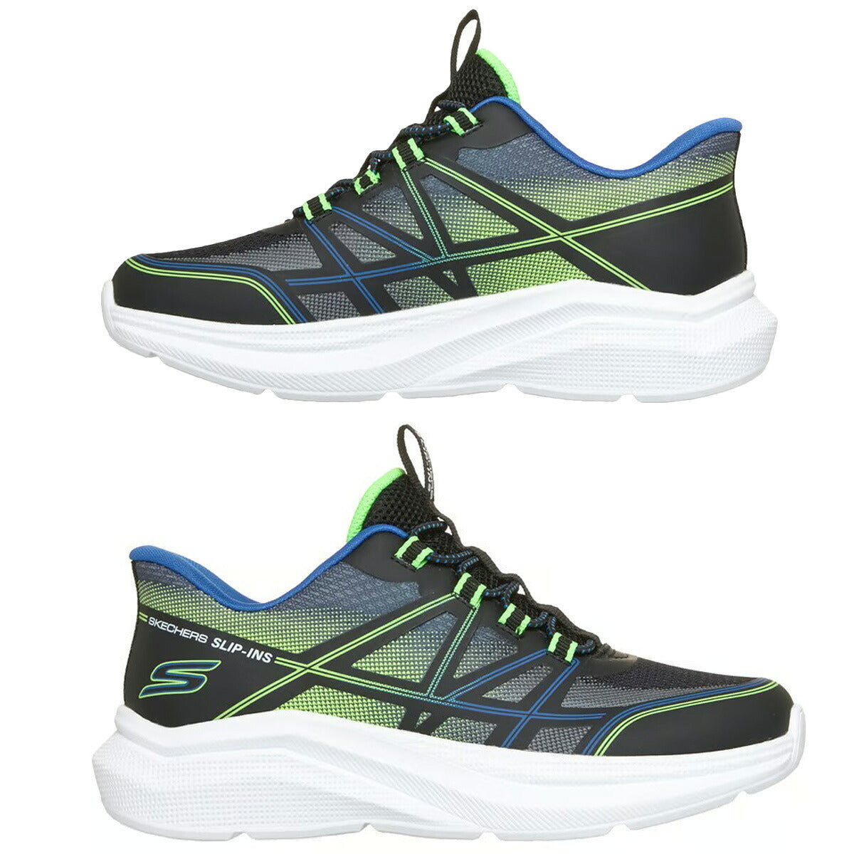 スケッチャーズ スリップインズ マイクロスペック ベロシティ グリッドシフト シューズ ジュニア ブランド スニーカー SKECHERS スリッポン 靴 くつ 手を使わず履ける 履きやすい ハンズフリー ゴムひも