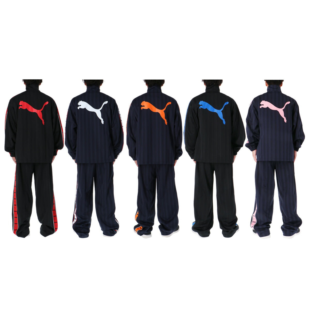 プーマ ジャージ上下 SHADOW STRIPE ジャージ 上下 セットアップ メンズ ブランド PUMA フルジップ ゆったり プージャー バックプリント付き シャドーストライプ ビッグロゴ トラックスーツ サイドライン