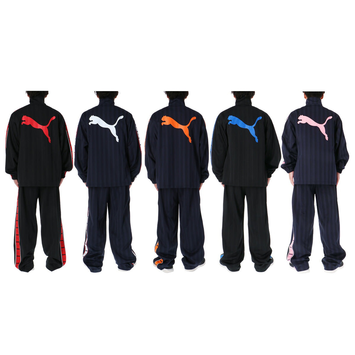 プーマ ジャージ上下 SHADOW STRIPE ジャージ 上下 セットアップ メンズ ブランド PUMA フルジップ ゆったり プージャー バックプリント付き シャドーストライプ ビッグロゴ トラックスーツ サイドライン