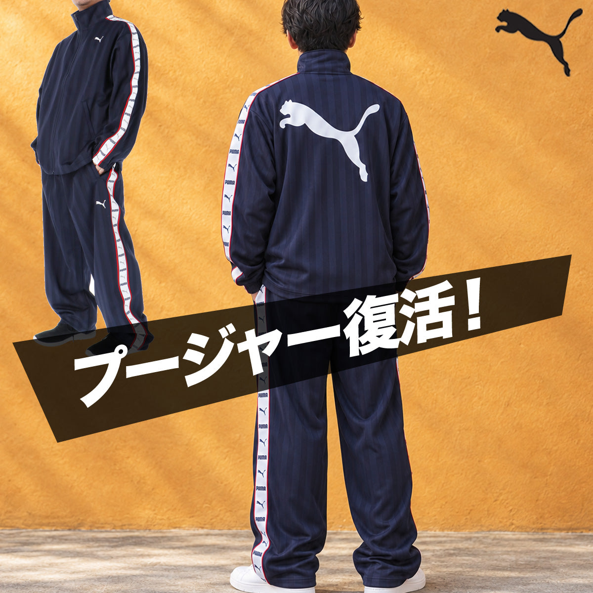 プーマ ジャージ上下 SHADOW STRIPE ジャージ 上下 セットアップ メンズ ブランド PUMA フルジップ ゆったり プージャー バックプリント付き シャドーストライプ ビッグロゴ トラックスーツ サイドライン