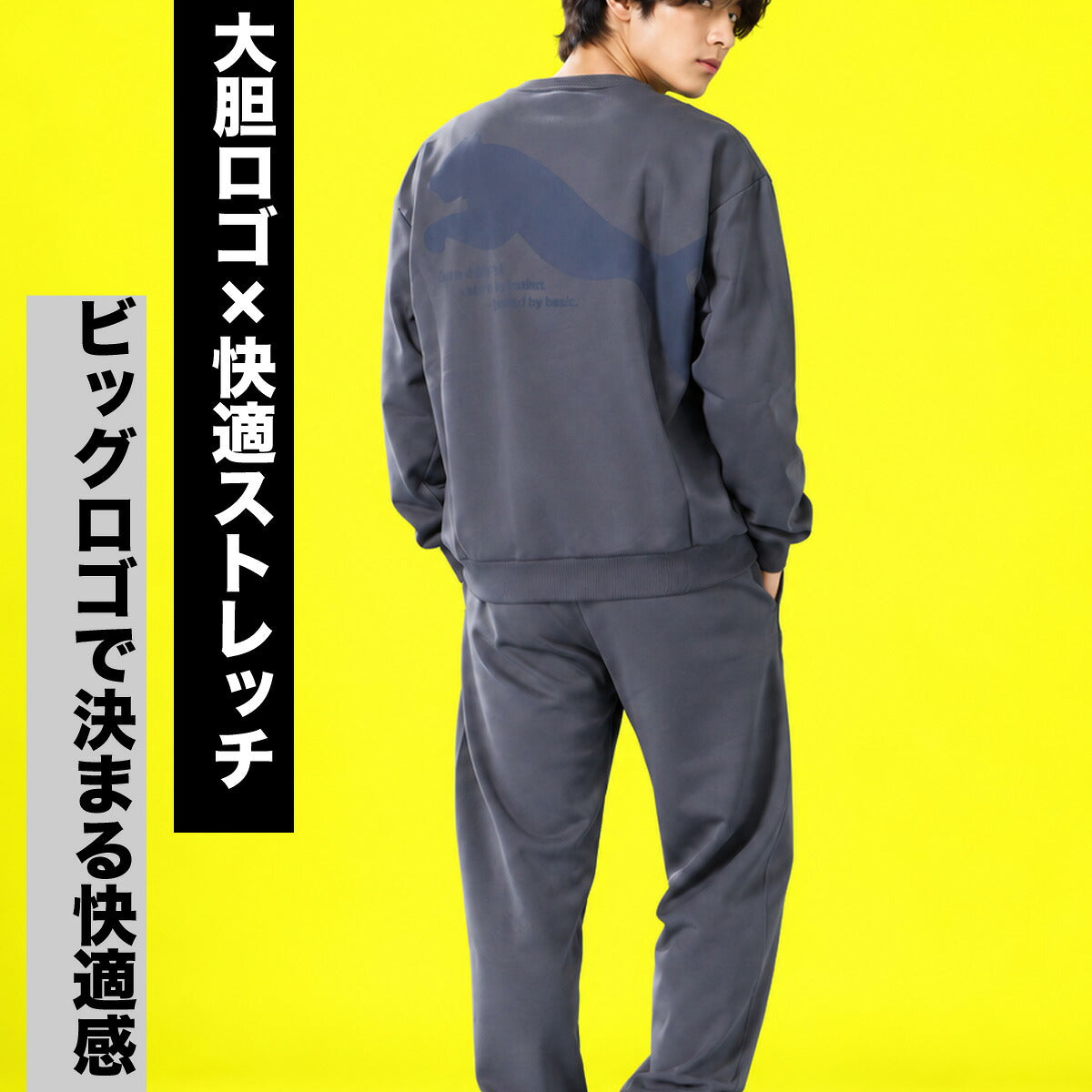 プーマ ジャージ上下 ジャージ 上下 セットアップ メンズ ブランド PUMA バックプリント ビックロゴ クルーネック 黒 吸汗 速乾 ドライ 529585 ブラック グレー ブルー 上下セット 大きいサイズ 有